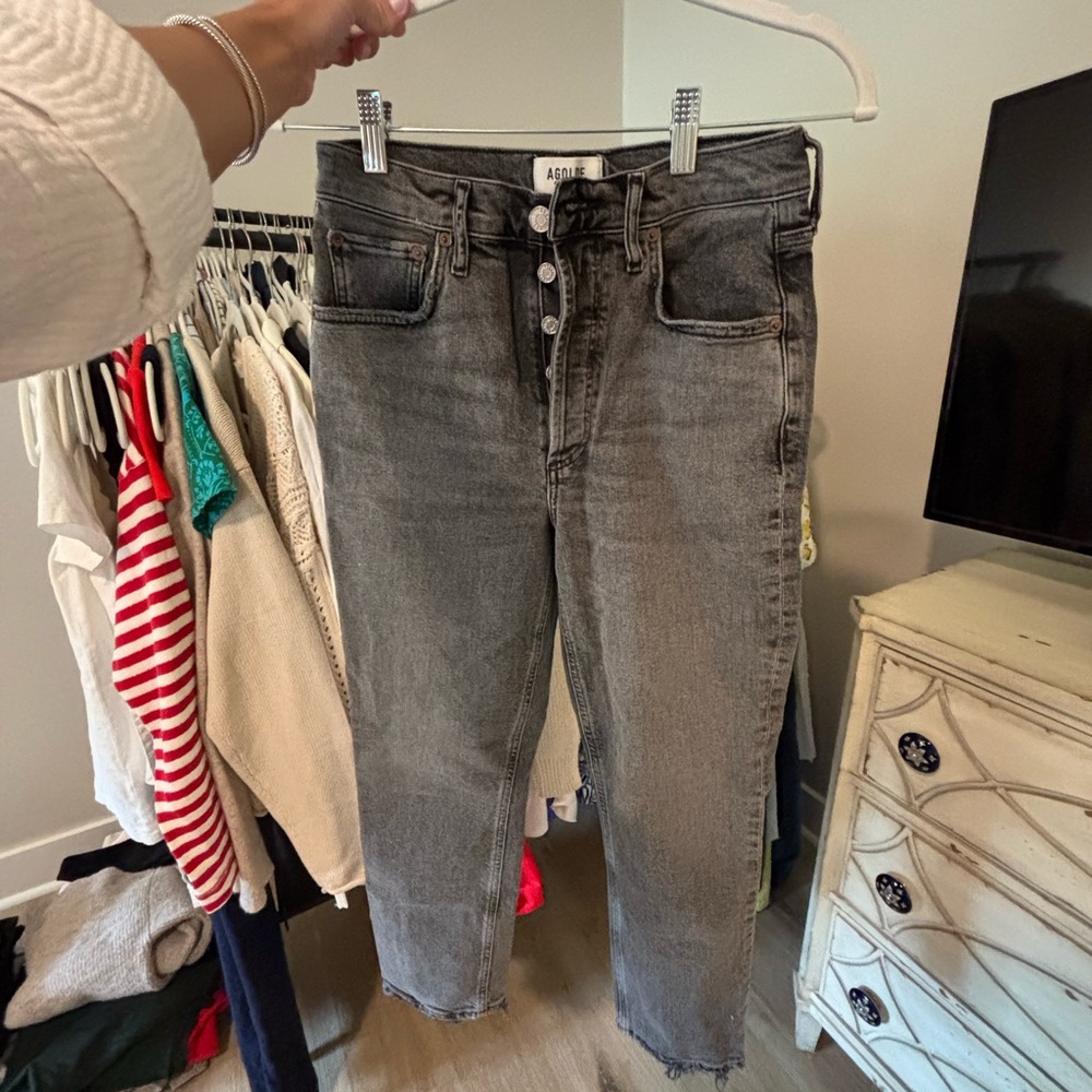 Agolde Women's Ankle Cropped Gray Jeans
